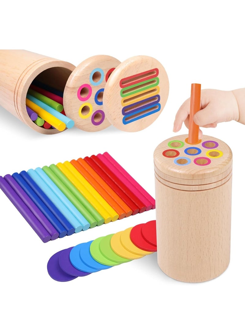Toys for 3 Year Old, Dual Play Wooden Educational Color Sorting Toy Toddler Preschool Learning Activities, Fine Motor Skills Sensory Toys for Toddlers 3-5 Girl Boy Birthday Gifts - Image 1
